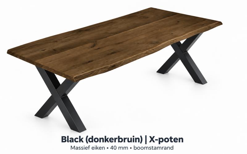 Eiken boomstamtafel Black (donkerbruin) &ndash; op maat